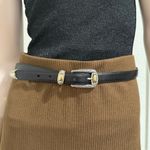 Brighton Vintage  B2903 Black Leather Belt 2-tone Buckle Skinny Belt Size L 32-36 Photo 1