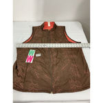 Womans Sports Savvy 1X Brown Orange Embroidered Zip Up Vest Photo 3