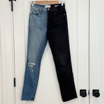 frame denim Frame Le Sylvie Slender Straight Jeans Size 24 Black Indigo Mix Two Tone Edgy Photo 4