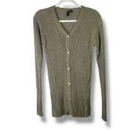 ISDA & CO. Gold Slinky Y2K Ribbed Long Sleeve Button Down Stretchy Cardigan Photo 1