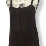 Joie  Silk Boho Tank Top Women’s Size Small Brown Beaded Button Front Cami Blouse Photo 0