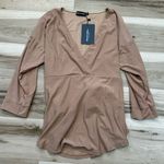 Pretty Little Thing NEW  Plus Camel Tie Waist Blouse Women’s 14 Photo 4