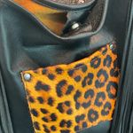 Leopard print with fringe crossbody purse with adj strap 10”x13” leather Brown Photo 5