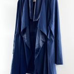 Lilly Pulitzer Valeria Dress Coat Waterfall Knee Length Trench Navy Blue Large Photo 6