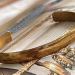 Textured Gold Brass Cuff Bracelet Photo 0