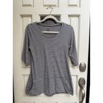 Toad & Co Striped Tunic Top 3/4 Sleeve Organic Cotton Blend Gray White Size Small Photo 3