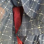 Vintage 70s House Of Bianchi Navy Blue Dot Check Maxi Dress Full Skirt Ruffle S Photo 7