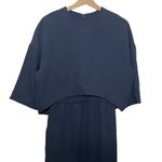 COS  Navy Layered Midi Dress Size 4 Minimalist Modern Workwear Photo 2