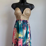 Reverse  Maxi Dress Size M Multi-color fairy Floral‎ Sequin Photo 1