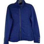 REI Womens Fleece Jacket Size Small Full Zip Snap Mock High Collar Blue Sweater Photo 0
