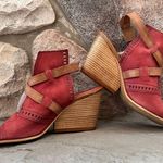 Miz Mooz  Red Brown Strappy
Heeled Leather Kipling Wedge Sandal Photo 4