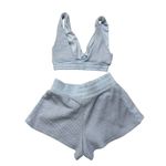 Better Together Waffle Knit Lounge Set Crop Top Shorts Sky Blue Size S Photo 3
