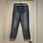 White House | Black Market NWOT WH BM Sz: 6 Mid-Rise Everyday Soft Denim Embroidered and gold beaded Hem Photo 4