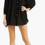 Vitamin A  'Costa' Cover-Up Tunic Shirt, Cotton Crinkle, Black Sz S NWT $128 Photo 0