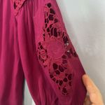 Meghan LA Meghan burgundy crochet floral blouse size medium Photo 3