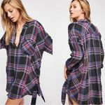 Free People Plaid Shirt Lace Up Sides Nordic Day Button Down boho medium Photo 1