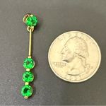 Signed 925 Gold Over Sterling Silver Vermeil Emerald Green CZ Row Drop Pendant Photo 3