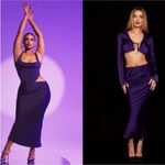 House Of CB  'Colette' Grape Satin Low Waist Midi Skirt‎ NWOT Size S Photo 0