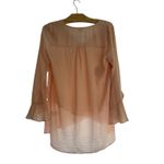 Umgee NWT  Womens Blouse‎ Small Long Sleeve Ruffle Bell Sleeve V Neck Pink Photo 4