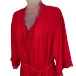 INC Red Lace Trim Robe & Chemise Set L Womens Intimates Sleepwear Polyester/Span Size L Photo 7