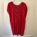 SUZIE KONDI Red V Neck Crochet Midi Cotton Gause Dress Size XS Photo 4
