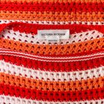 Victoria Beckham Red Orange White Stripe Cotton Blend Sleeveless Knit Sweater Photo 3