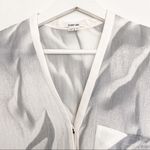 Helmut Lang  Mars Print White Grey V Neck Top Photo 3