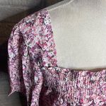 Hayden NWOT  Womens Pink Floral Square Neck Smocked Puffed Sleeve Blouse Size 1XL Photo 1