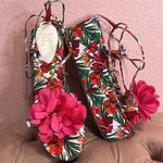 Lady Go Diva Floral Ankle Wrap Platform Sandals. Size 8 Pink Photo 0