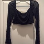 12th Tribe  Black Beaded Cropped Top Photo 0