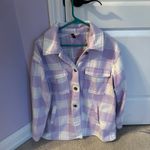 Divided Fleece purple plaid button down Photo 2