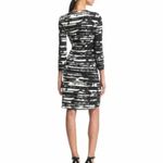 BCBGMAXAZRIA  Womens Adele 3/4 Sleeve Wrap Dress Black White Sz (LP) Peti… Photo 2