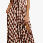 Free People NWT  Via Midi Dress Brown Combo Everly Size X Large NWT Photo 0