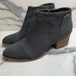 Toms Wmn Gray Suede Closet Staple Side Zip Stacked Heel Loren Ankle Boots Sz 8.5 Photo 3