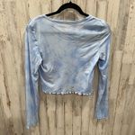 Aerie New!  Blue Magic Mesh Cropped Long Sleeve T-shirt Sheer Womens Size Medium Photo 5