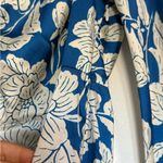 ZARA  Satin Blue and White Floral Long Sleeve Dress Photo 5