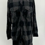 Wilfred Aritzia Free black gray long sleeve plaid flannel shirt dress size small Photo 0