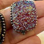 Silver aura Quartz druzy earrings Photo 10