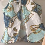 Vintage Liquid | Halter Blouse Top Chain White Blue Gold Small Size 6 Photo 5