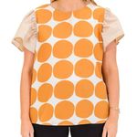 CES FEMME Contrast Polka Dot Blouse Top in Golden Yellow Size 3X New w/o Tag Photo 10