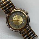 Milan Diamond quartz women watch 25mm round gold silver tone stretch 6” running Photo 1