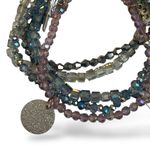 Cookie Lee Beaded Tassel Charm Pendant Necklace Bracelet Set Silver Lavender Photo 5