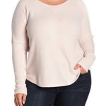 Sweet Romeo  Waffle Knit Thermal Henley Light Pink 1X Photo 0