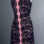 Tommy Hilfiger NWOT Pink & Black Lace Pencil Valentines Day Dress Womens XS 2 Photo 2