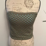 Aerie ‎ Olive Green Knit Crochet Strapless Tube Top Summer Festival Large L Photo 0