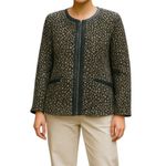 Bob Mackie  Fleece Printed Front Zip Long Sleeve Jacket Artsy Brown Size L Photo 1