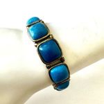 Fossil  stretchy square blue and gold tone bracelet Photo 1