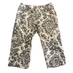 Tommy Hilfiger Crop Pant Sz. 14P Fleur De Lis Print Tan Olive Green 100% Cotton Photo 0