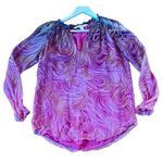 Diane Von Furstenberg Diane Von Furstenburg 100% silk wood grain print pink blouse 0 Photo 1