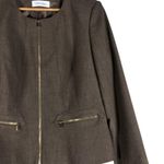 Calvin Klein Jacket Womens 14 Taupe Brown Zip Front Business Casual Minimalist Photo 1